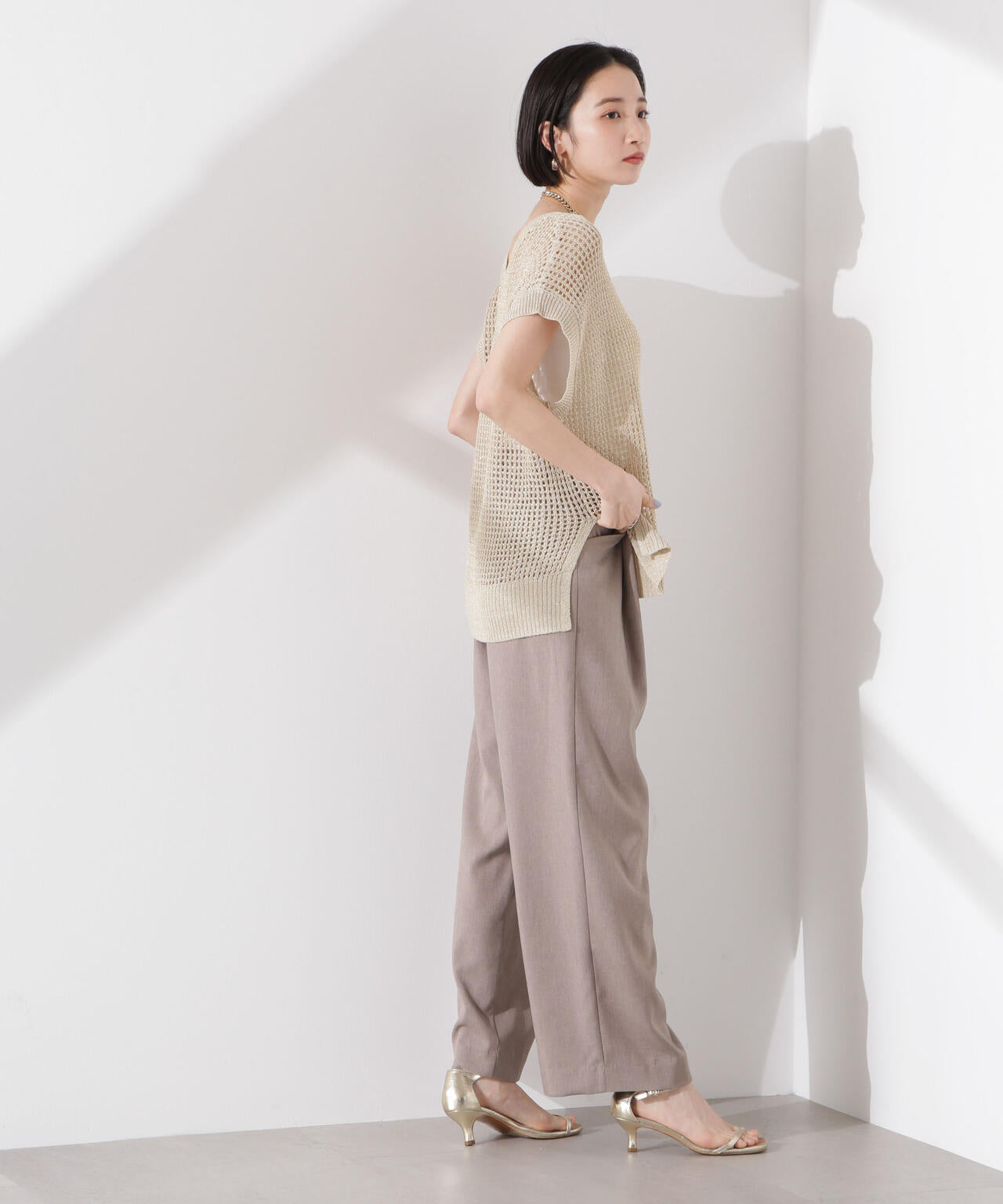 ラメメッシュノースリーブニット (セットアップ可) 6735122339