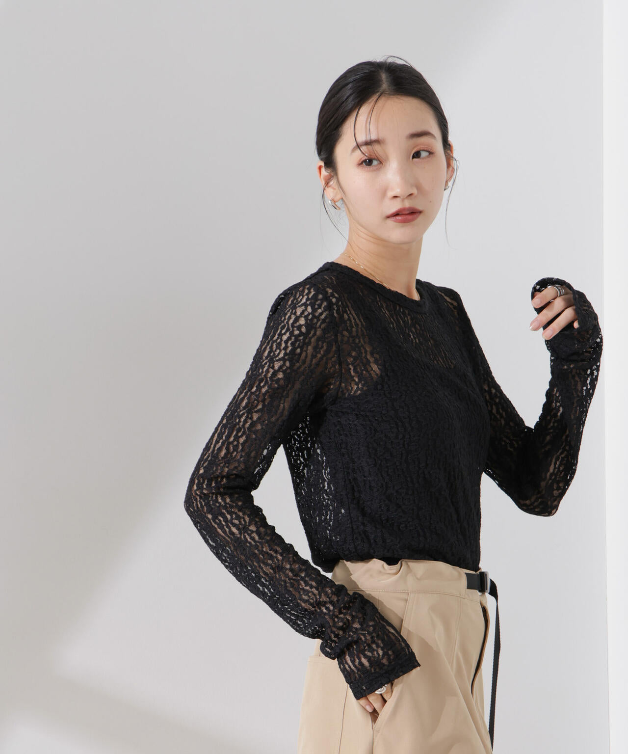 シアーレースカットトップス 6735123311