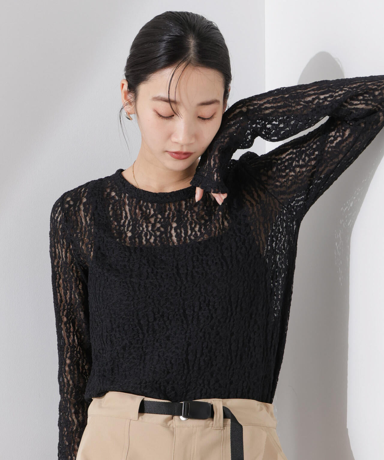 シアーレースカットトップス 6735123311