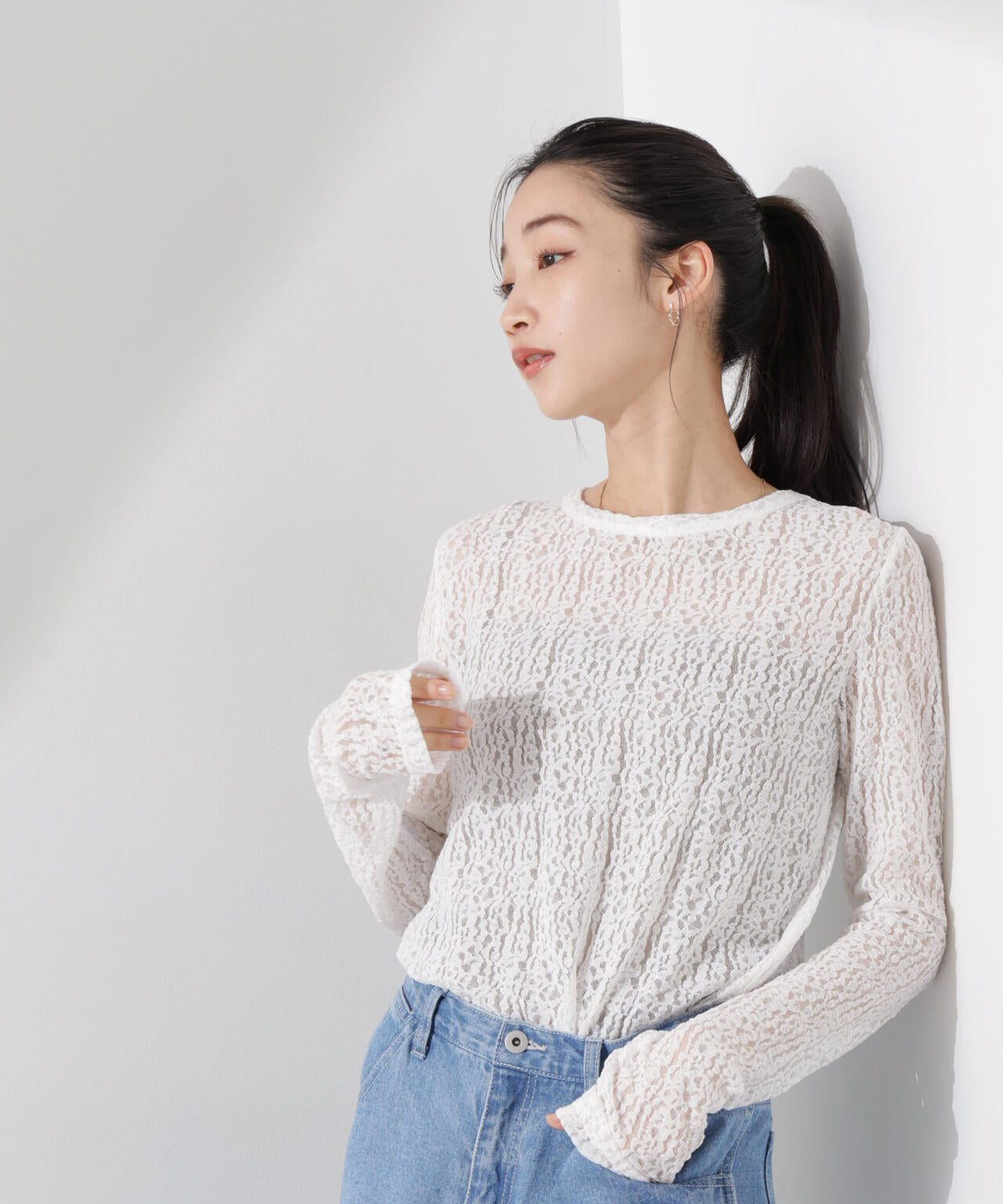 シアーレースカットトップス 6735123311