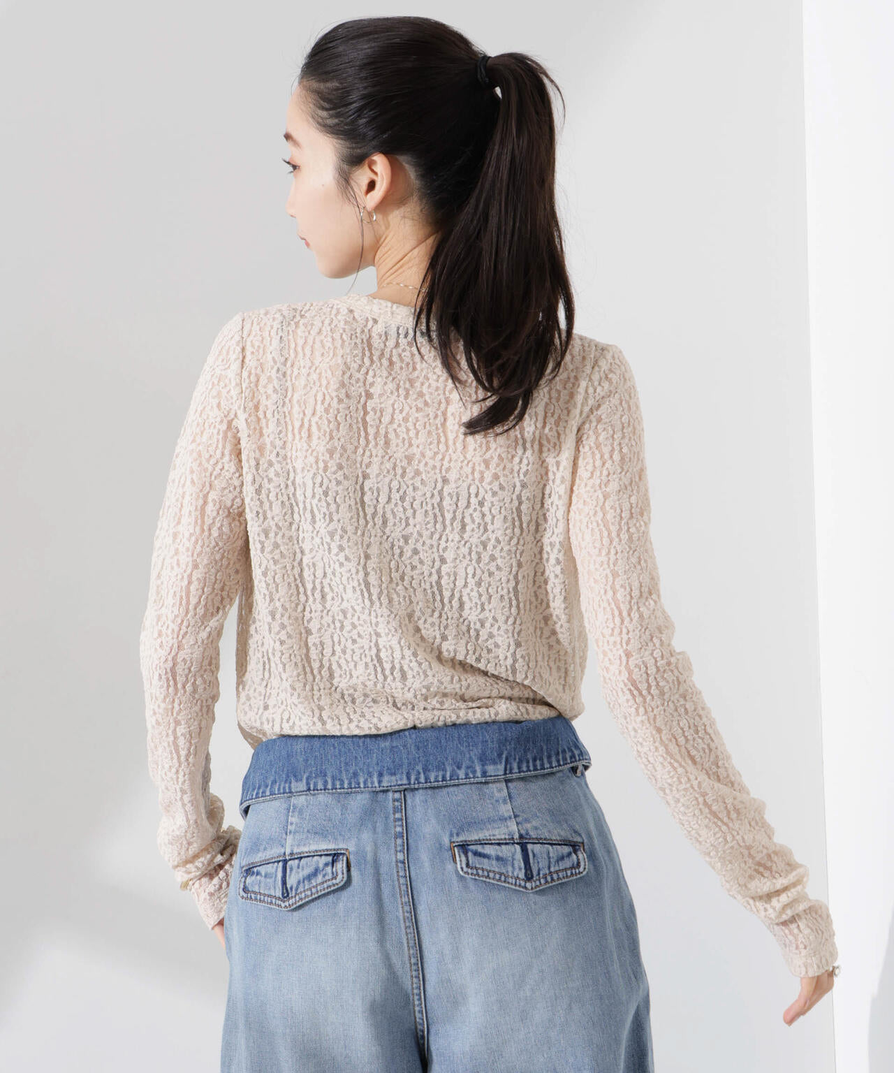 シアーレースカットトップス 6735123311