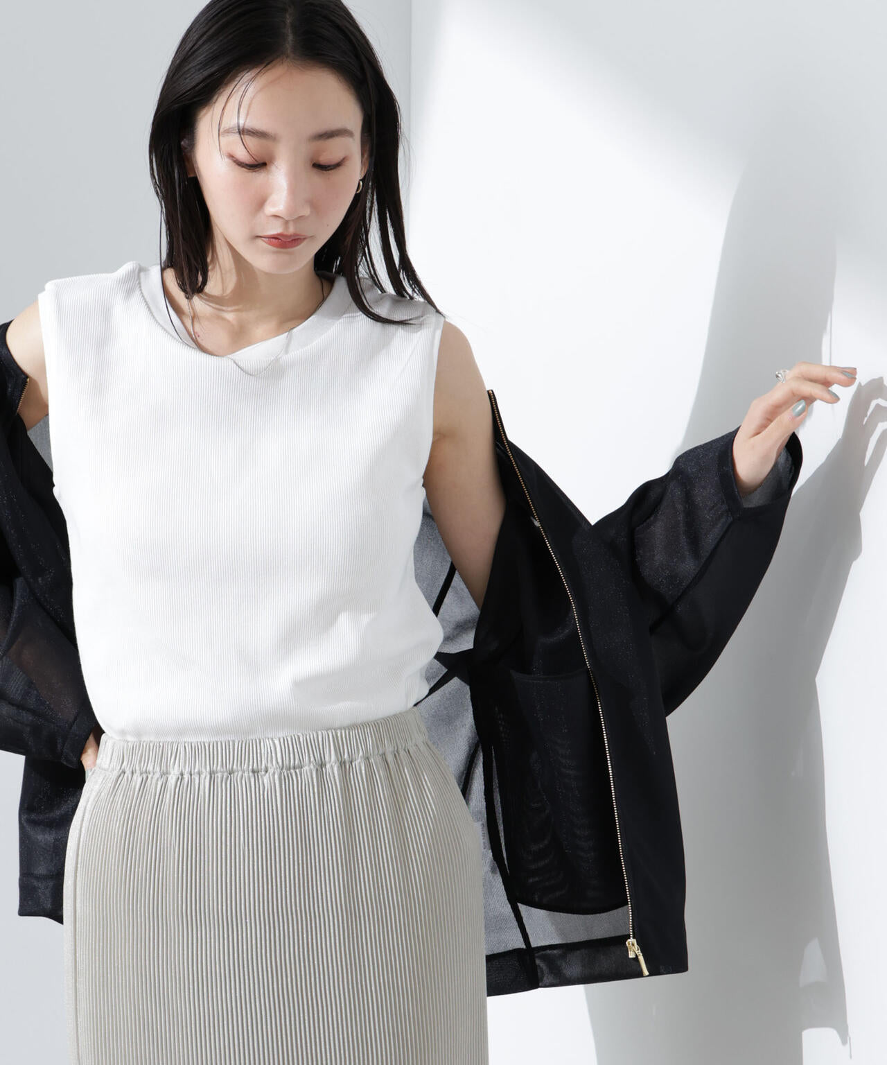 UVカット抗菌防臭吸水速乾イージーケアノースリーブ 6735124303