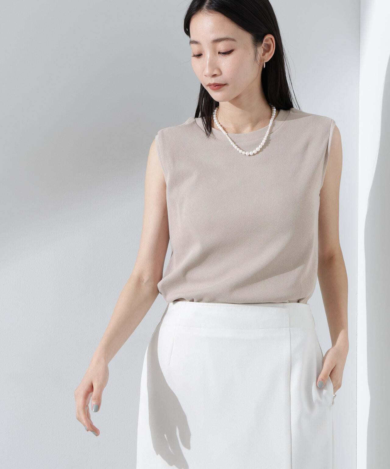 UVカット抗菌防臭吸水速乾イージーケアノースリーブ 6735124303