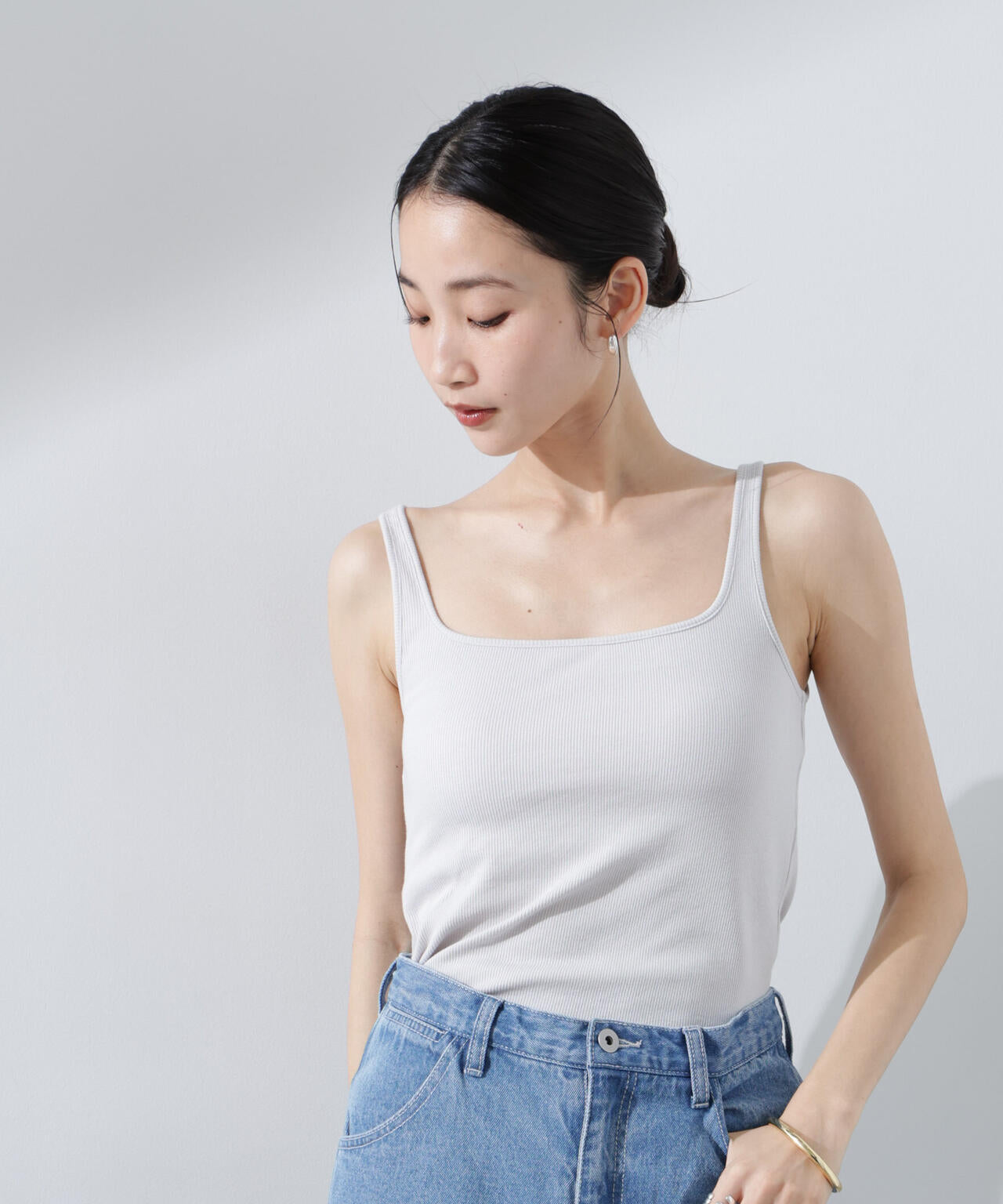 抗菌防臭リブカップ付きタンクトップ 6735124305