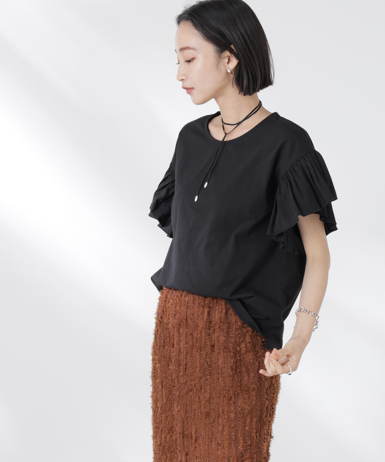 STORATECH 機能素材フレアデザインスリーブトップス 6735124318