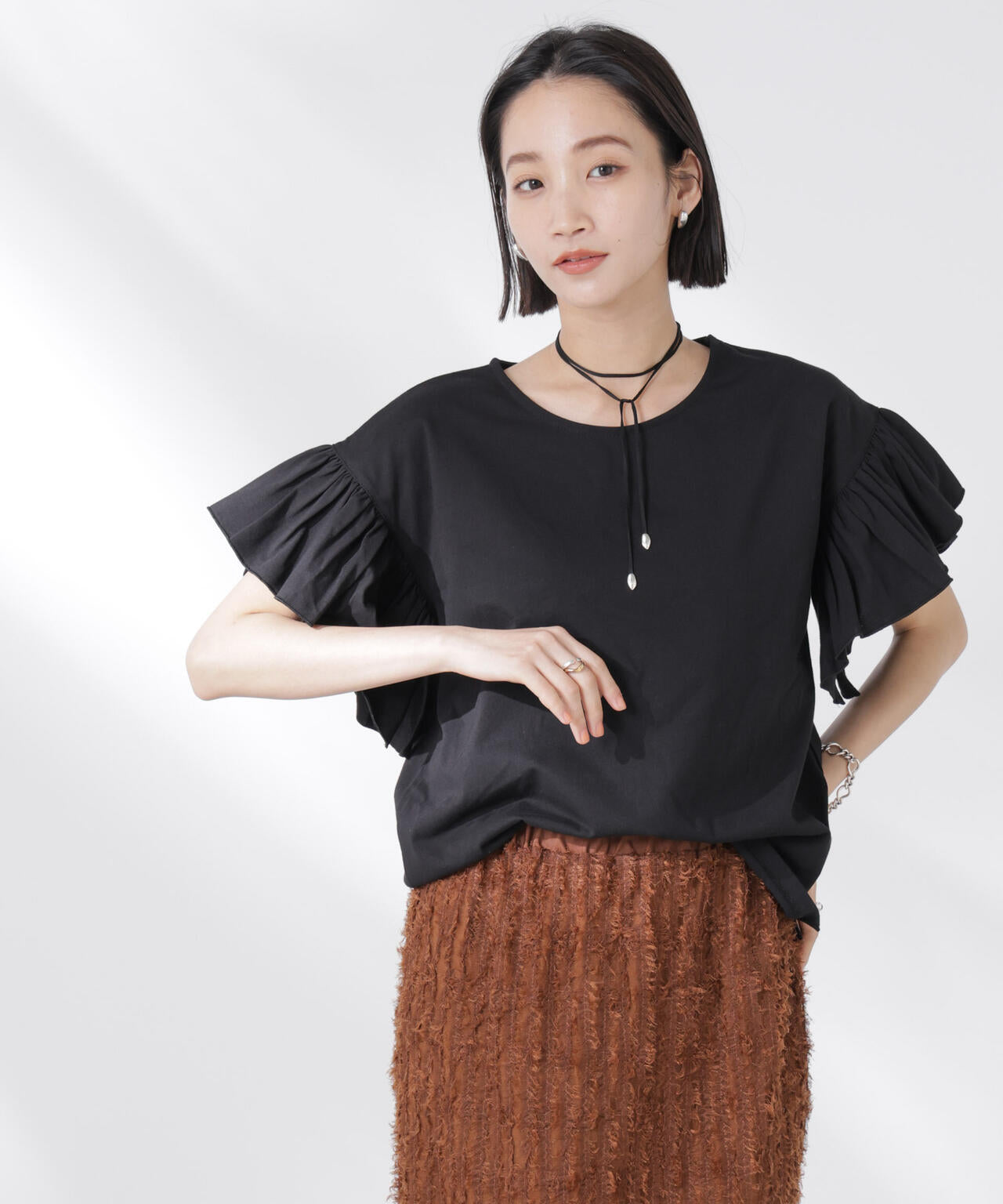 STORATECH 機能素材フレアデザインスリーブトップス 6735124318