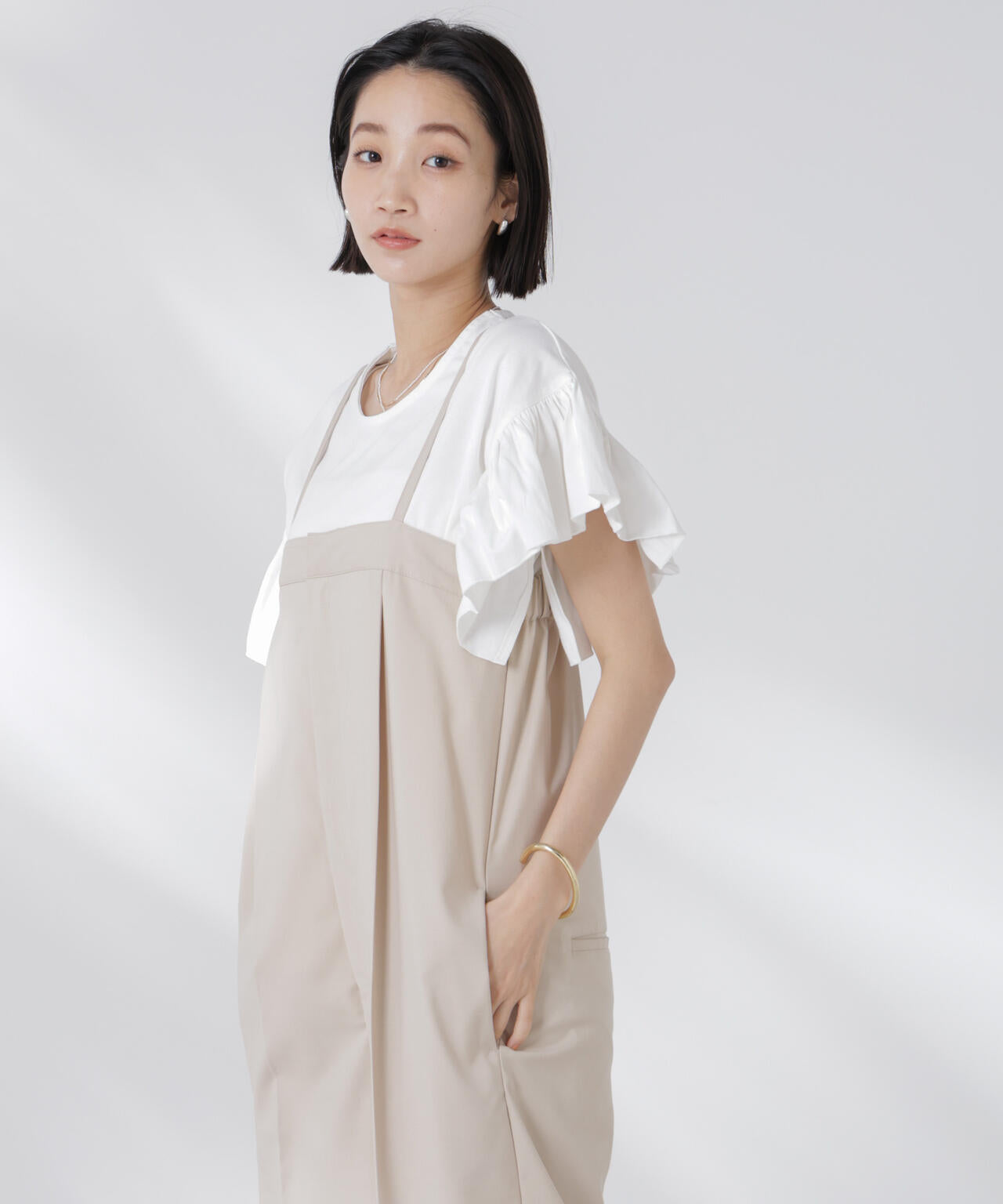 STORATECH 機能素材フレアデザインスリーブトップス 6735124318