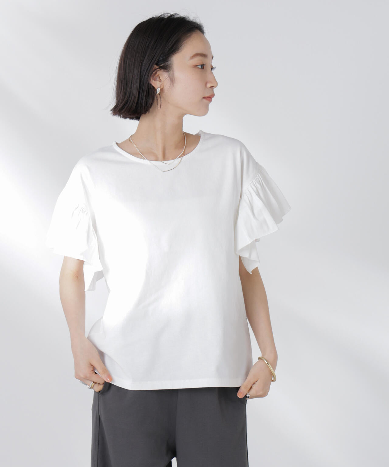 STORATECH 機能素材フレアデザインスリーブトップス 6735124318