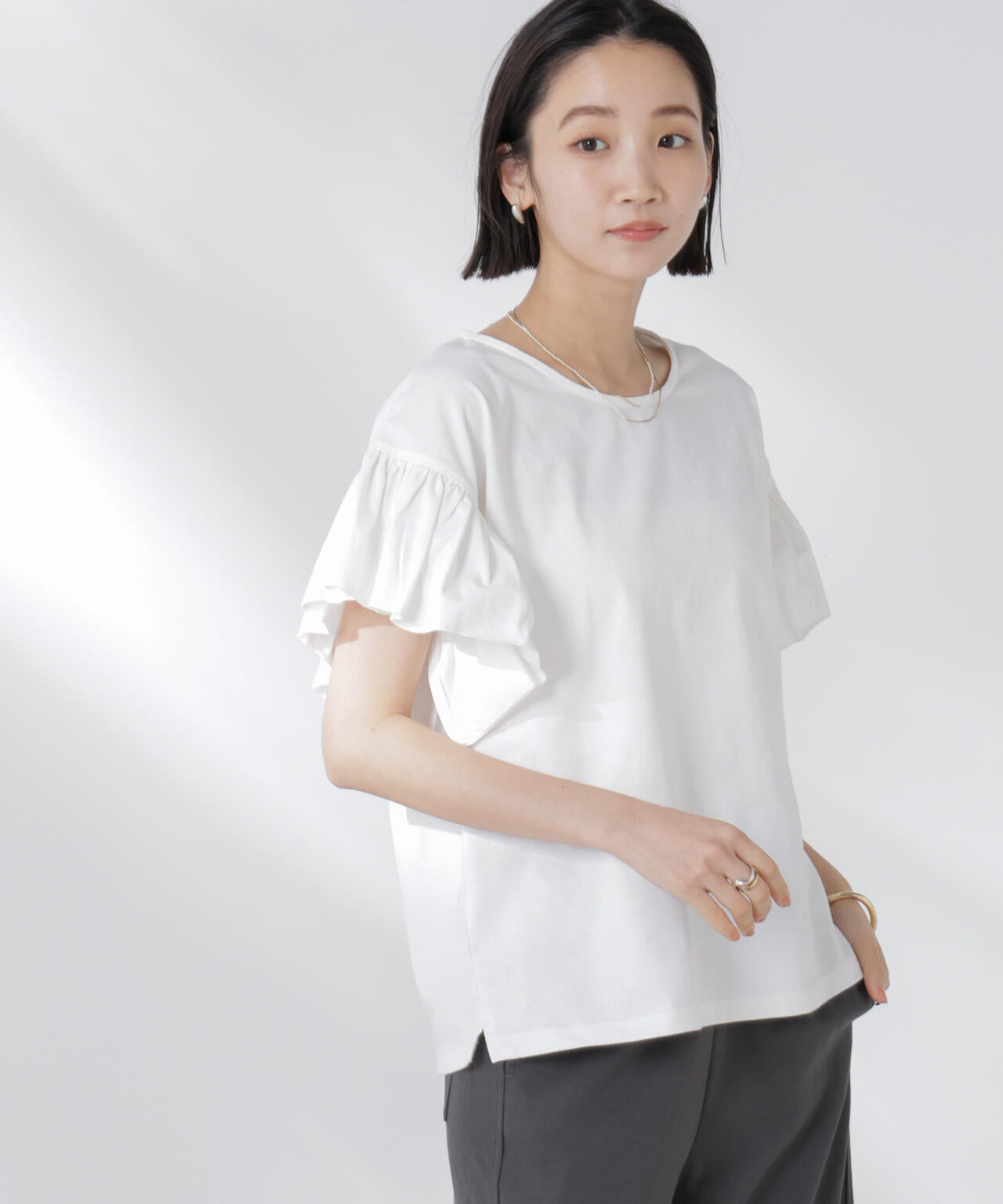 STORATECH 機能素材フレアデザインスリーブトップス 6735124318