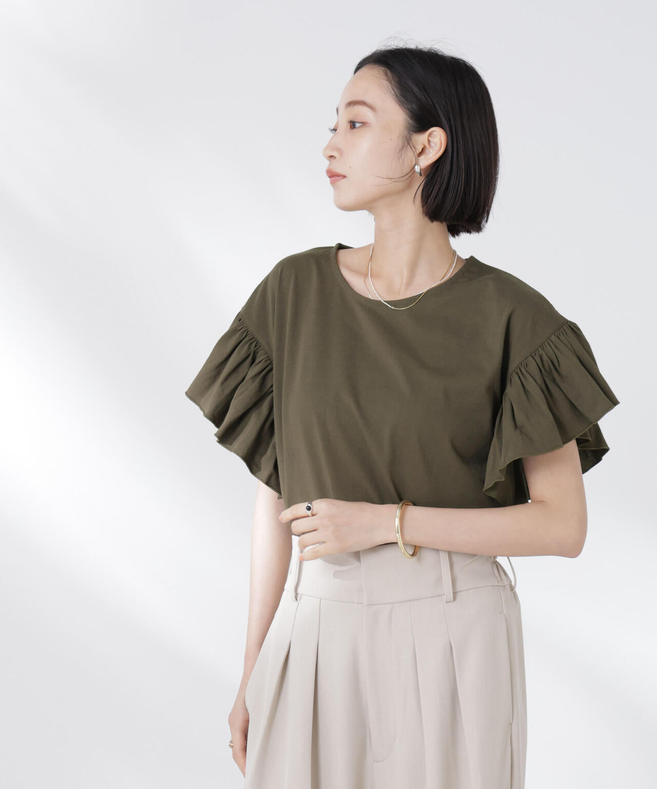 STORATECH 機能素材フレアデザインスリーブトップス 6735124318