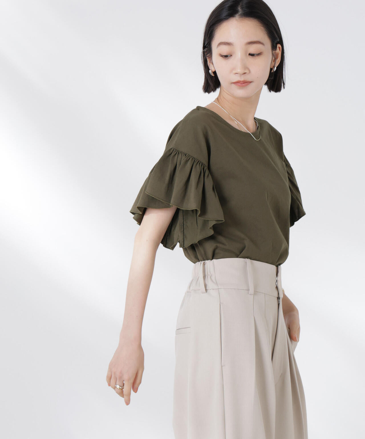 STORATECH 機能素材フレアデザインスリーブトップス 6735124318