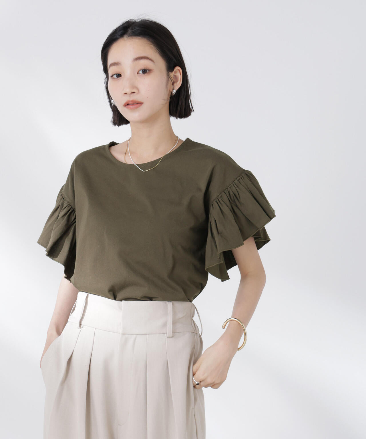 STORATECH 機能素材フレアデザインスリーブトップス 6735124318