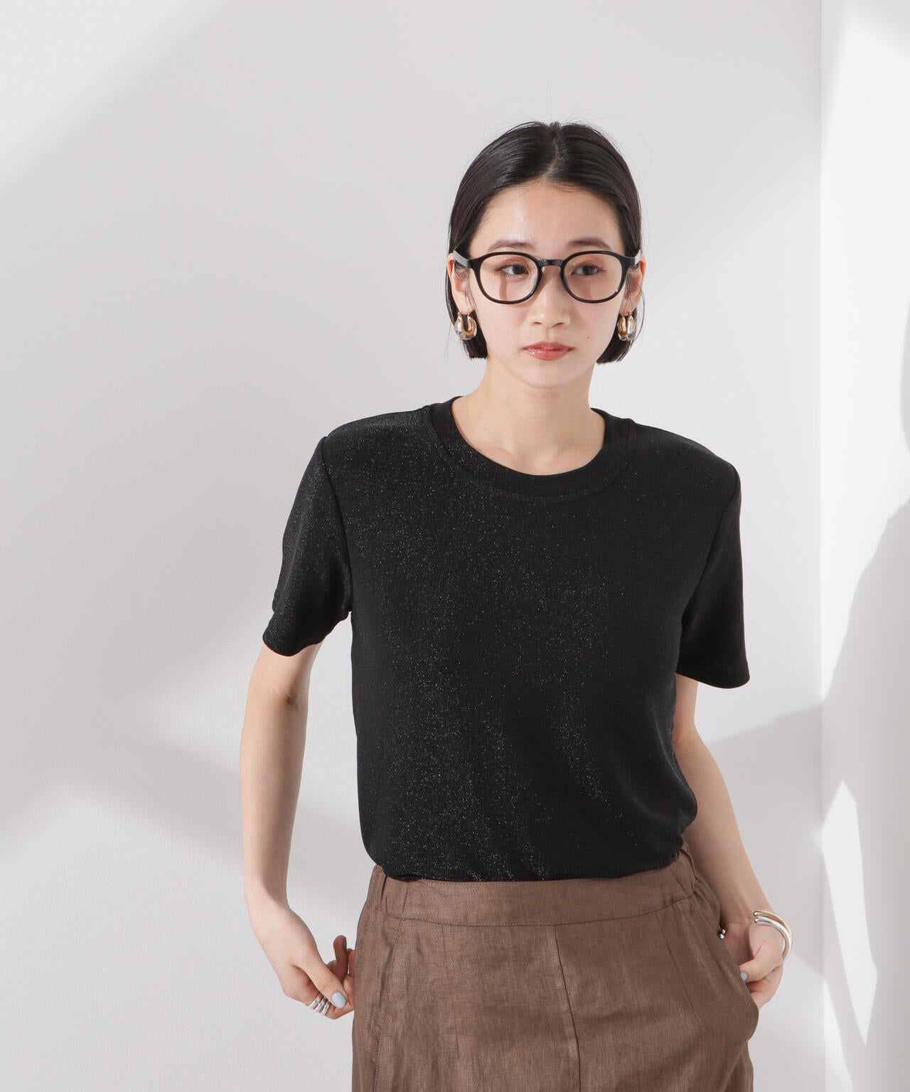 ラメカットクルーネックTシャツ 6735124320