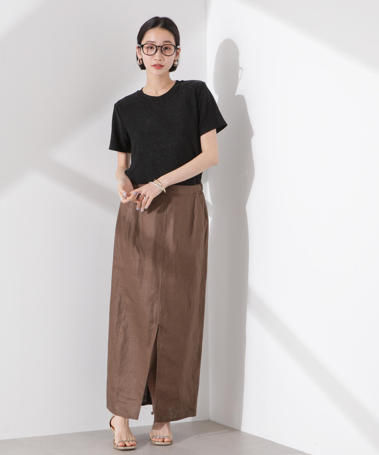ラメカットクルーネックTシャツ 6735124320