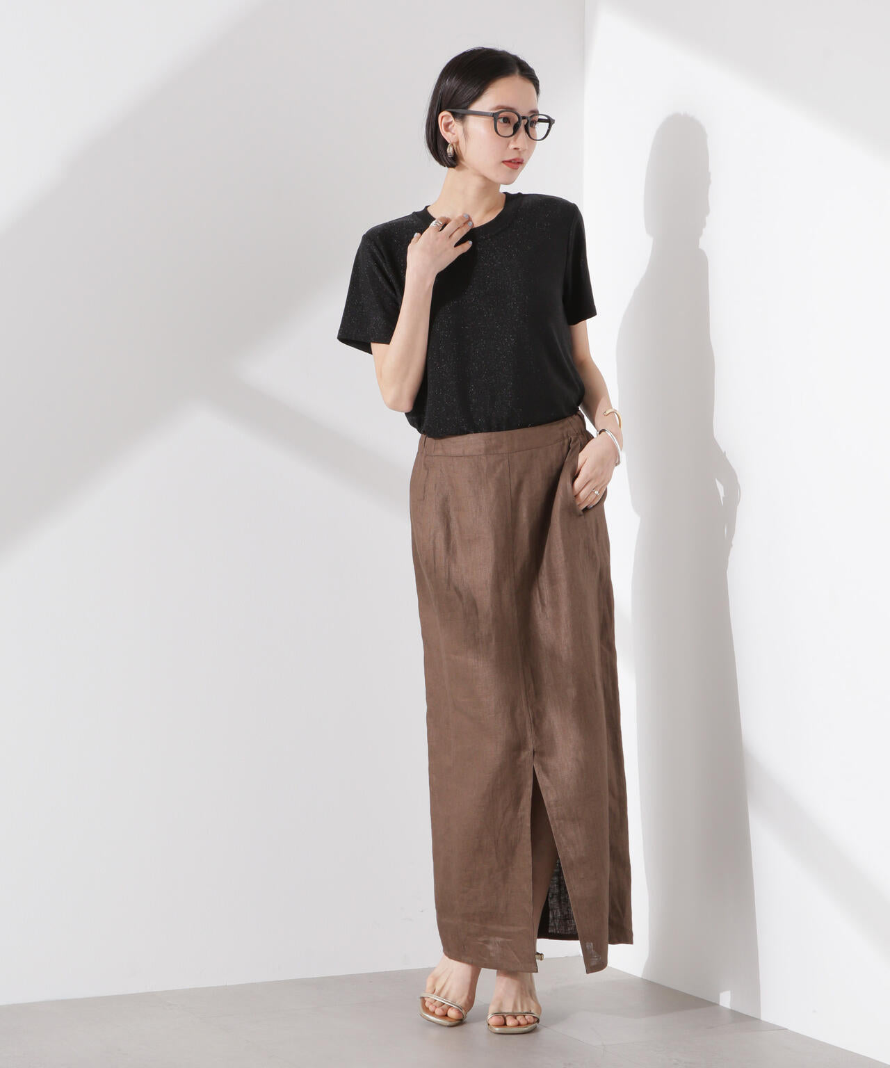 ラメカットクルーネックTシャツ 6735124320