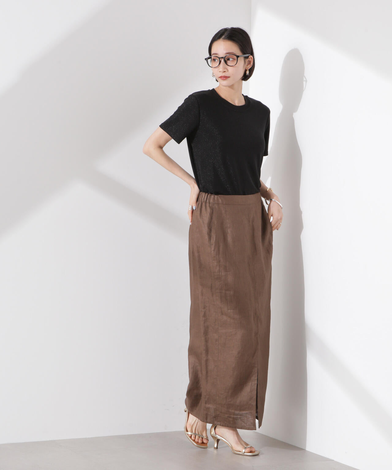 ラメカットクルーネックTシャツ 6735124320