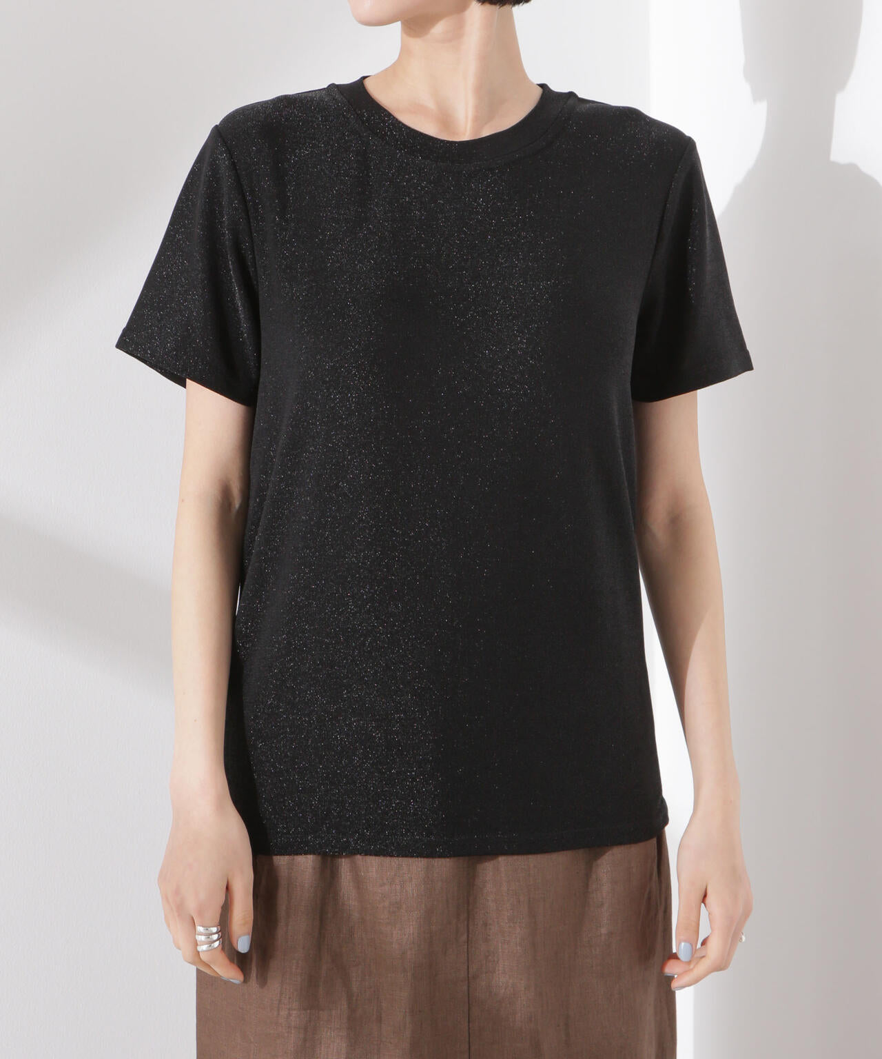 ラメカットクルーネックTシャツ 6735124320