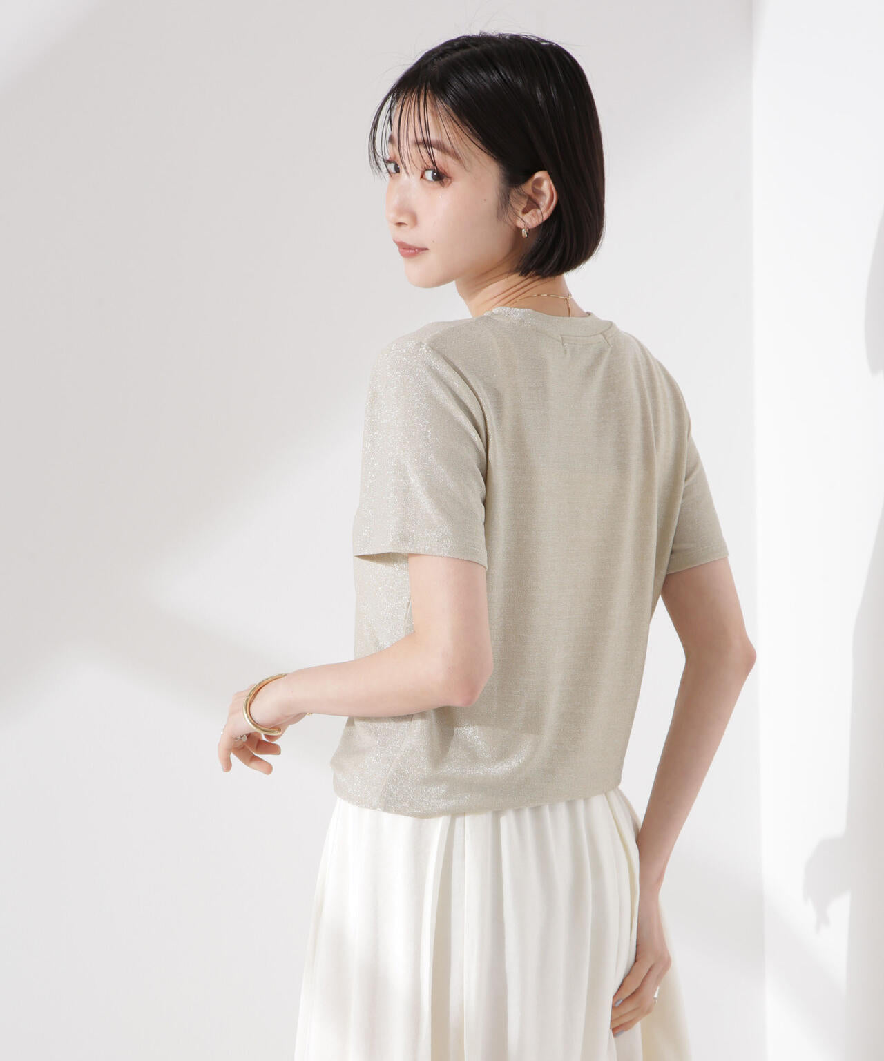 ラメカットクルーネックTシャツ 6735124320