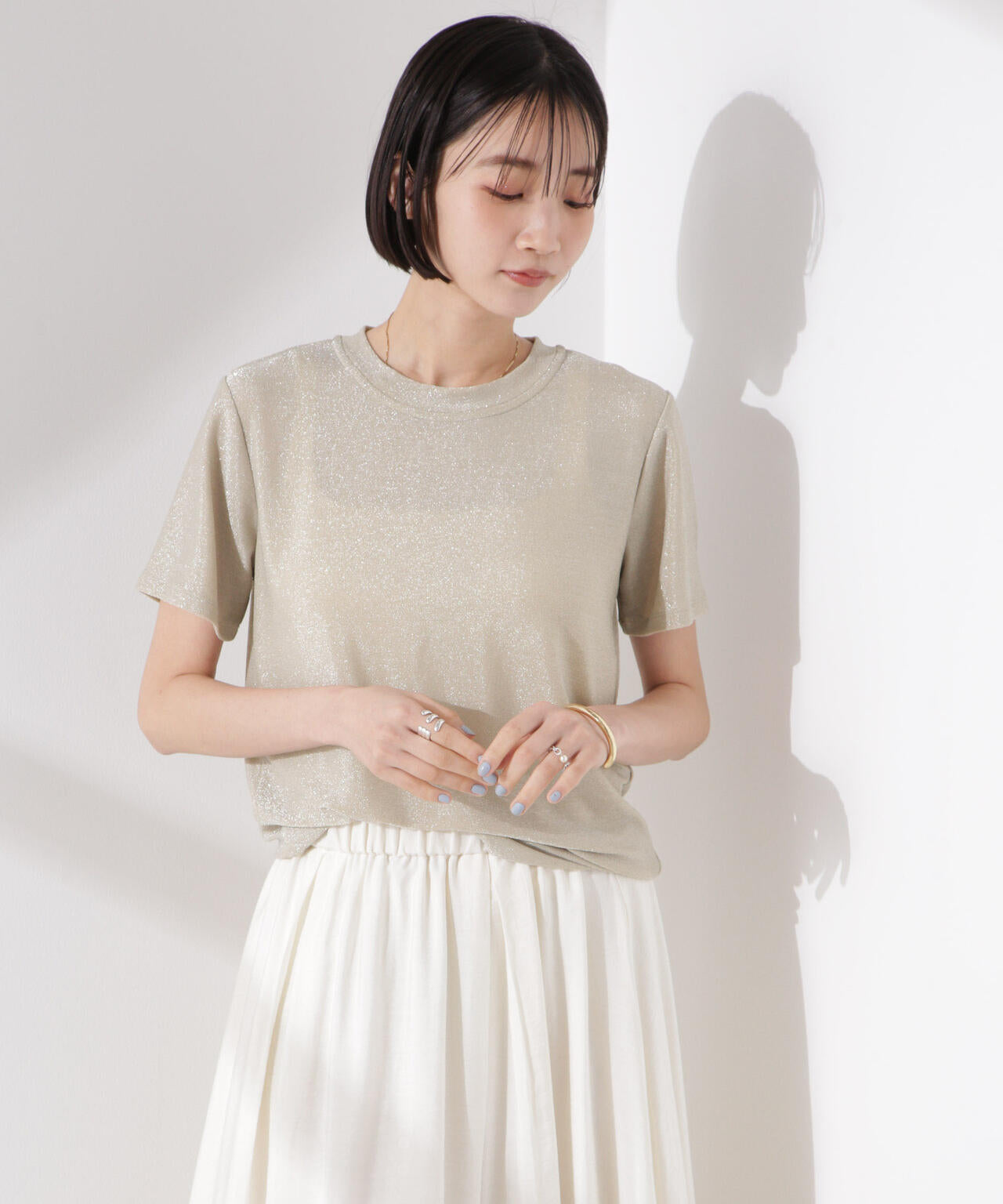 ラメカットクルーネックTシャツ 6735124320