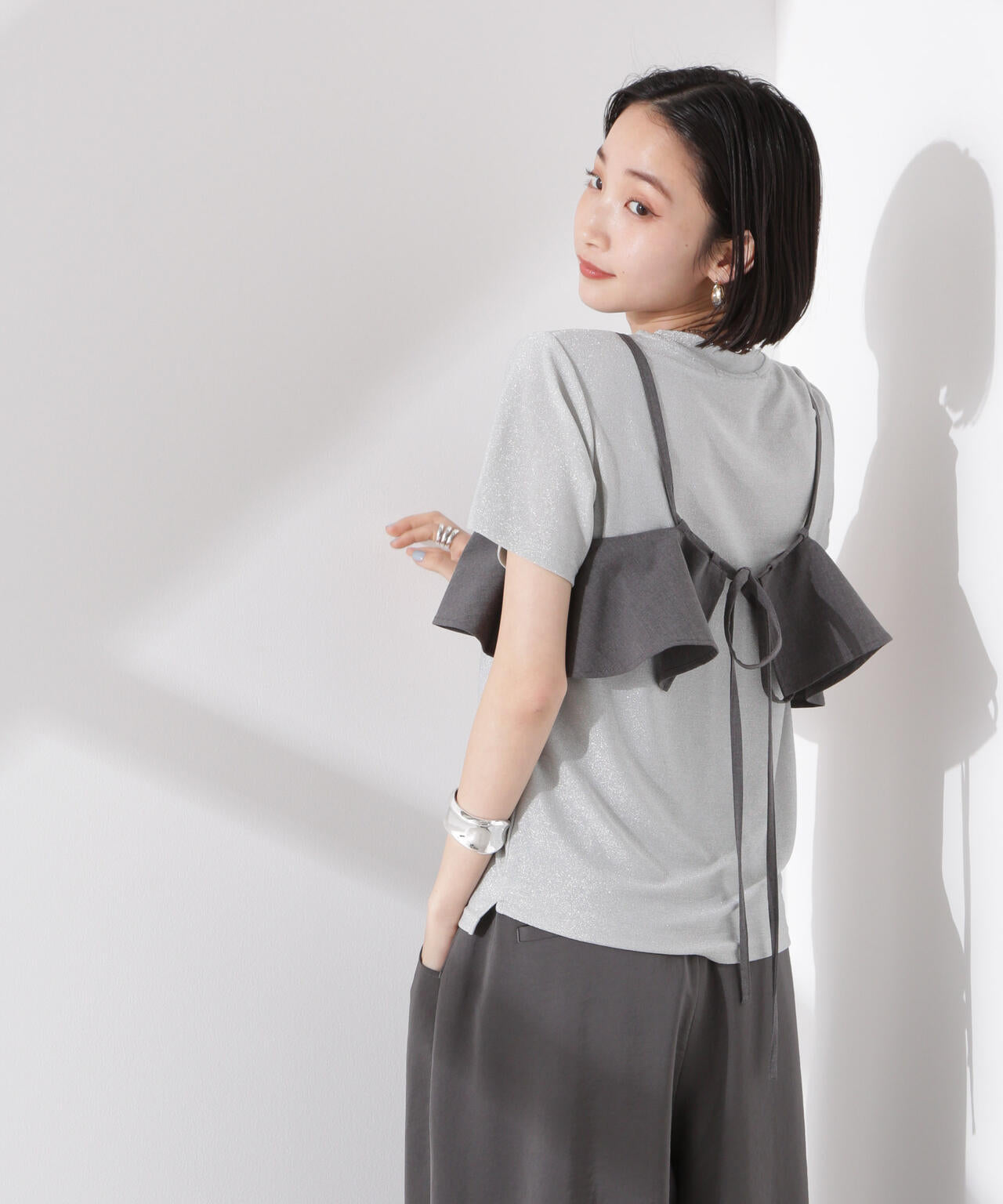 ラメカットクルーネックTシャツ 6735124320