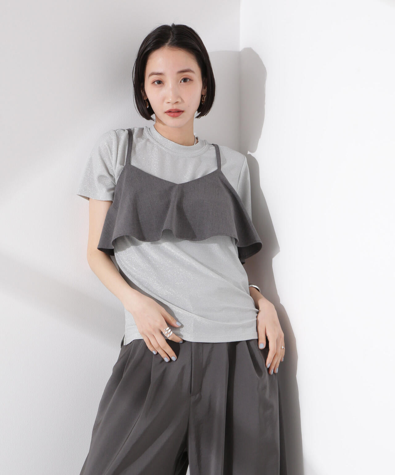 ラメカットクルーネックTシャツ 6735124320