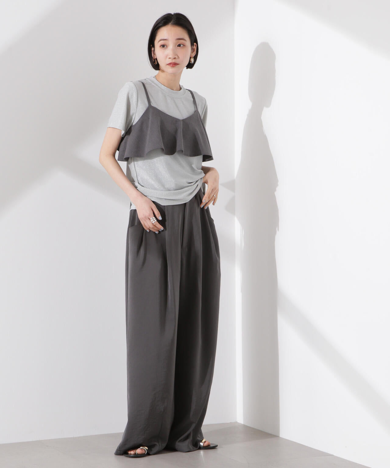 ラメカットクルーネックTシャツ 6735124320