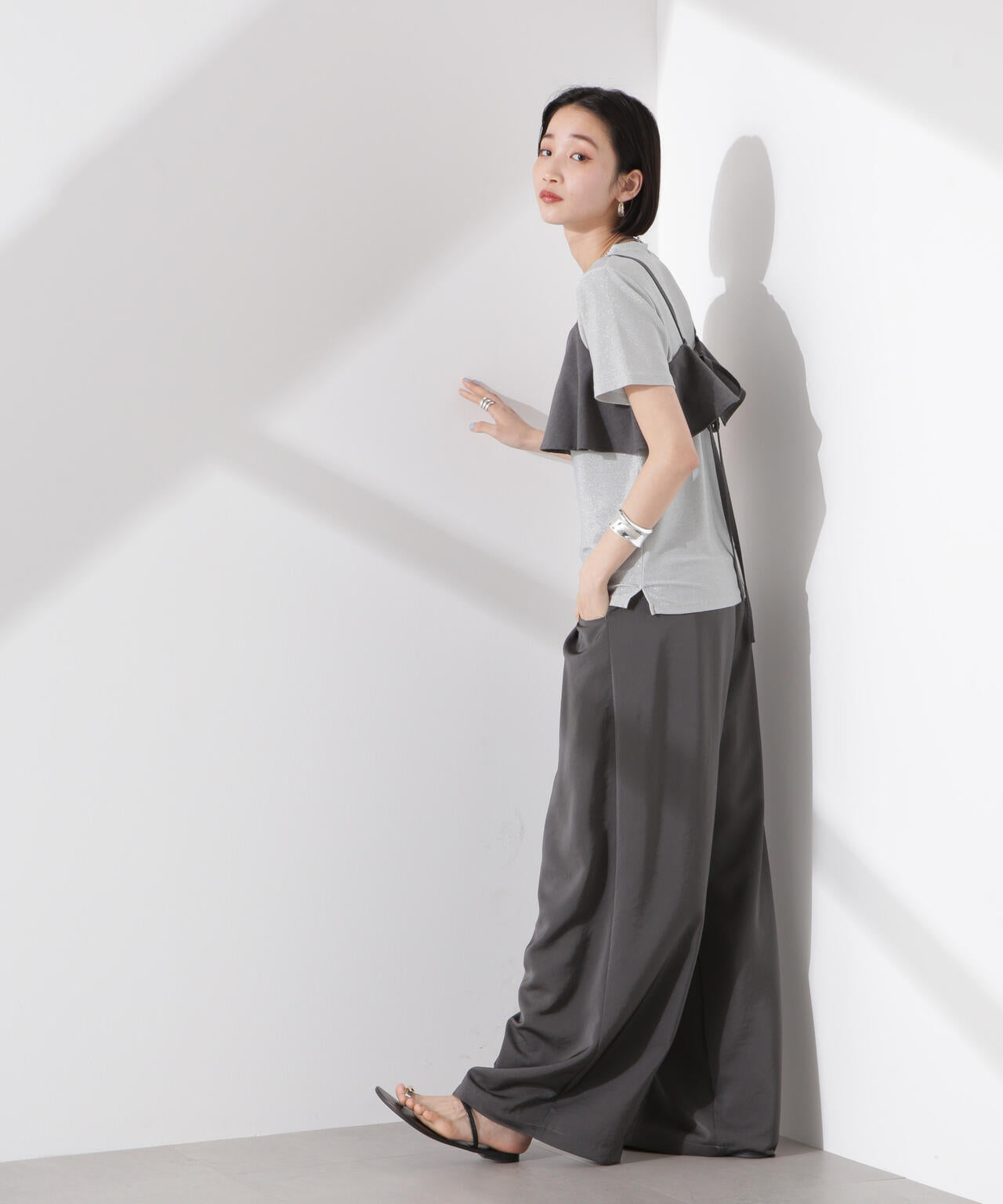 ラメカットクルーネックTシャツ 6735124320