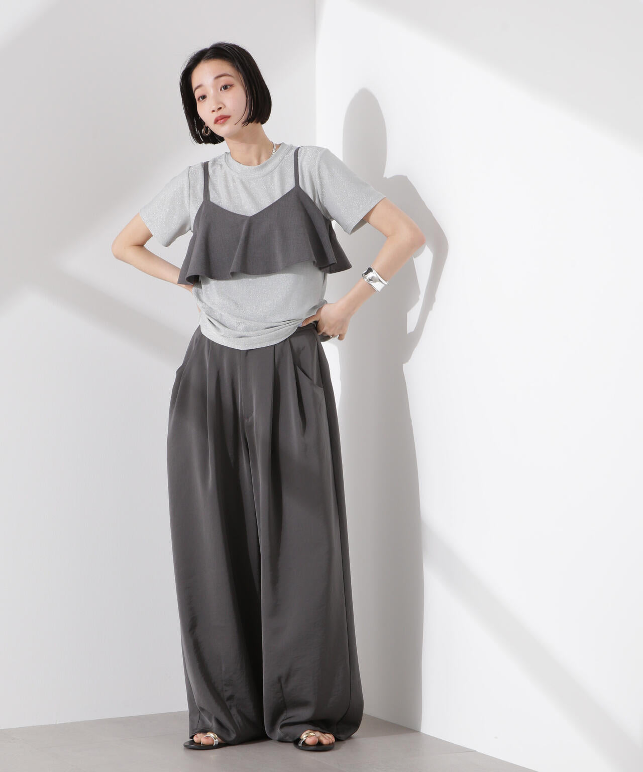 ラメカットクルーネックTシャツ 6735124320