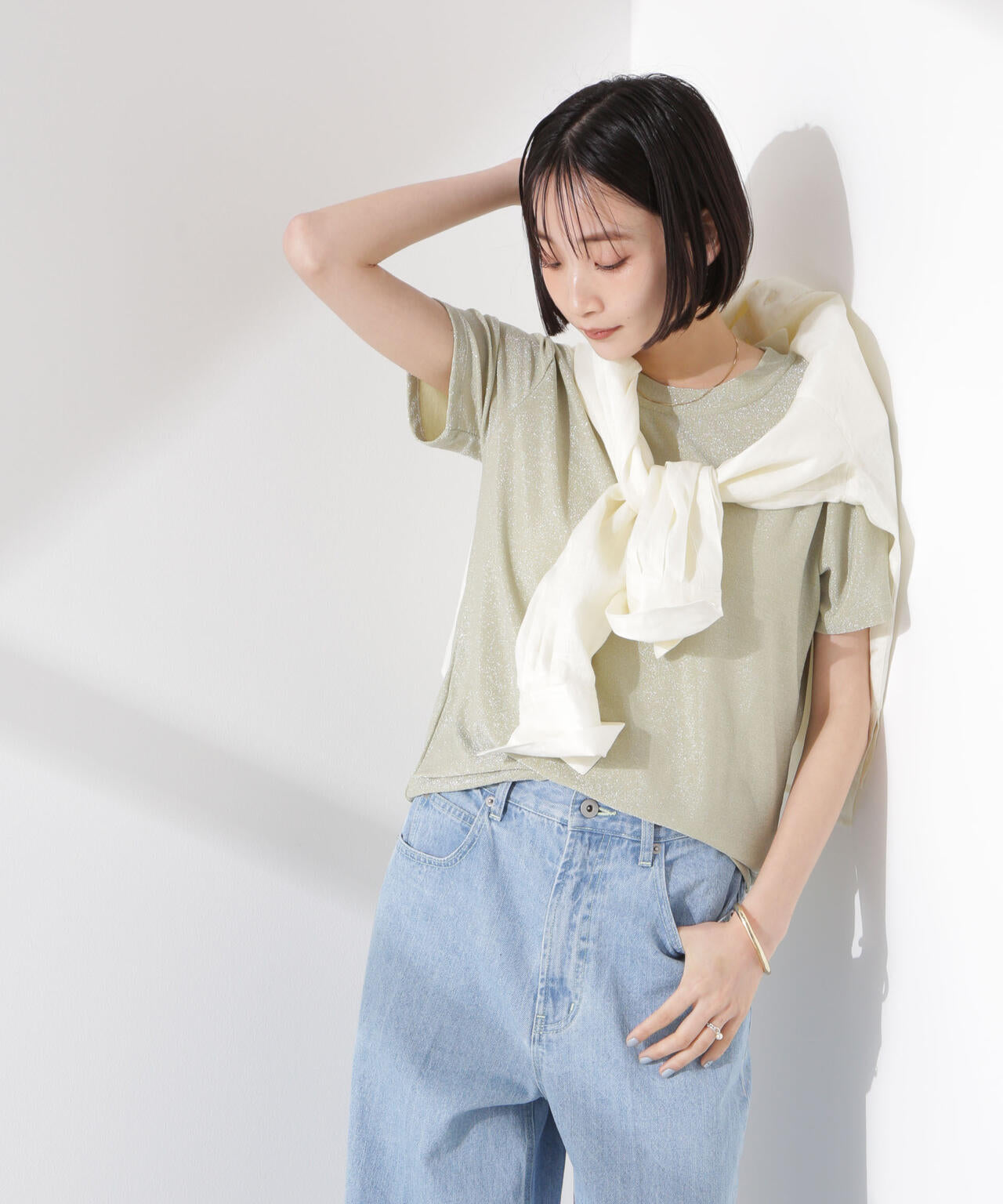 ラメカットクルーネックTシャツ 6735124320