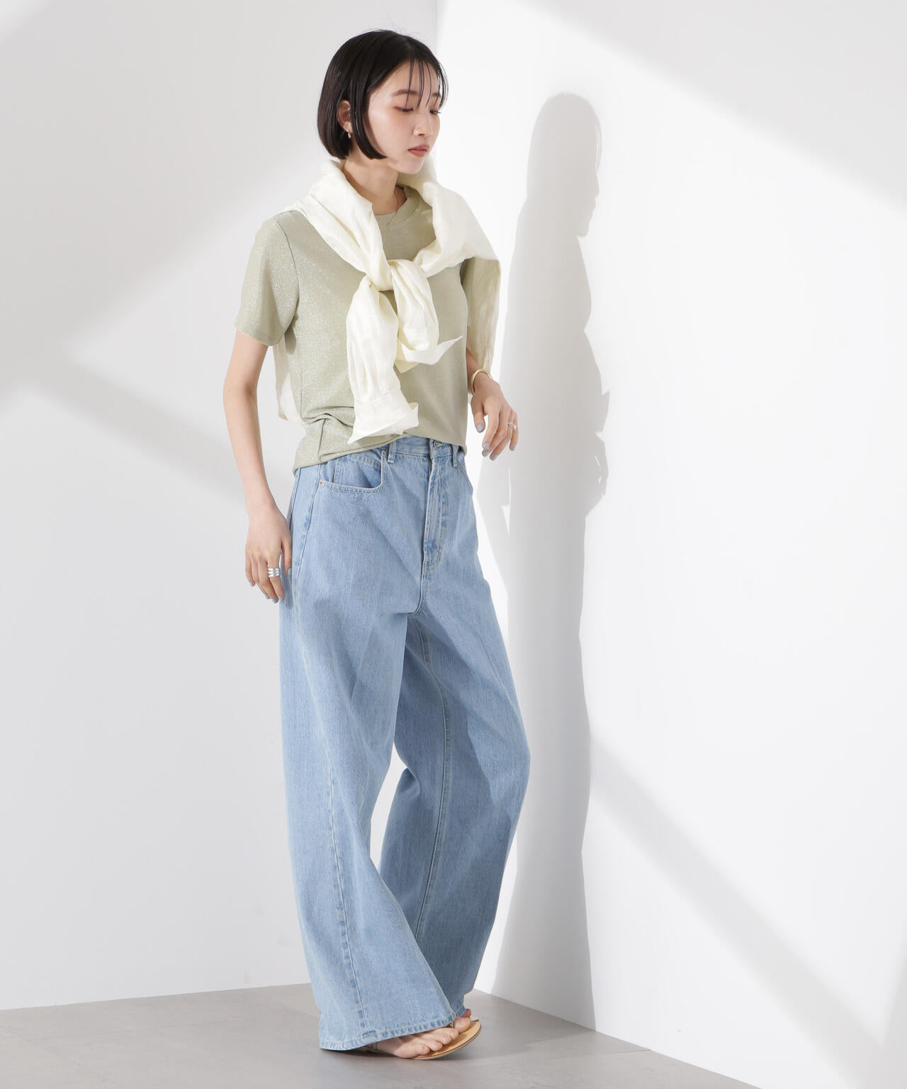 ラメカットクルーネックTシャツ 6735124320