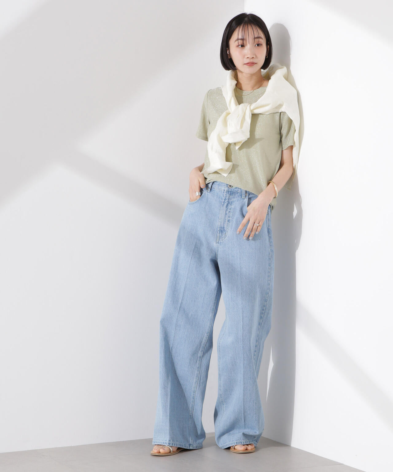 ラメカットクルーネックTシャツ 6735124320