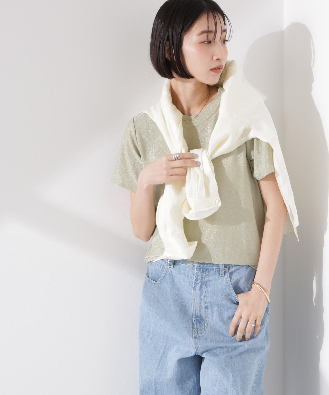 ラメカットクルーネックTシャツ 6735124320