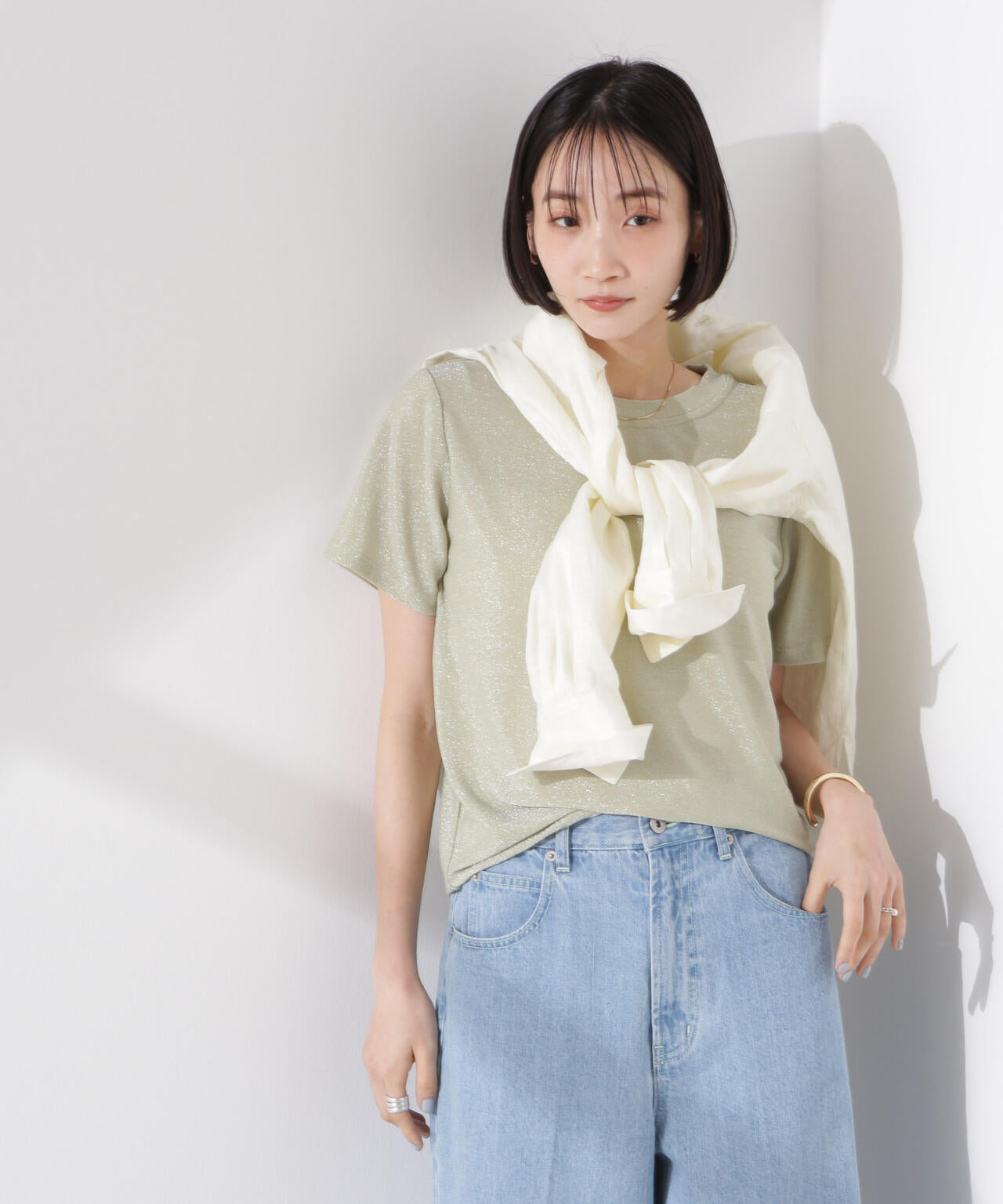ラメカットクルーネックTシャツ 6735124320