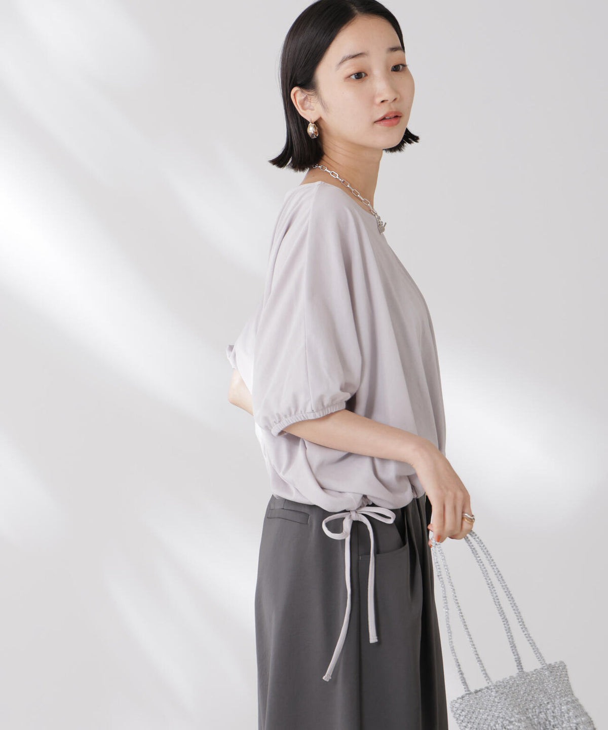 吸水速乾抗菌防臭クロップドドロストトップス 6735124327