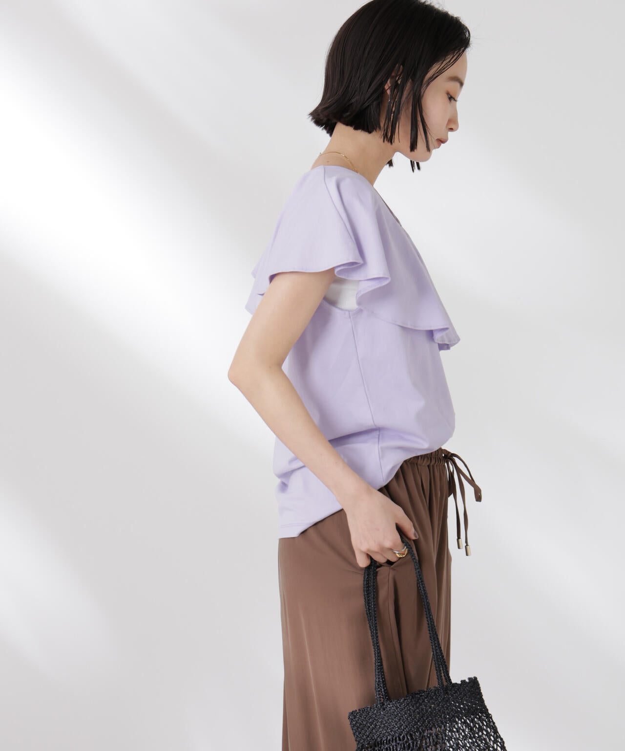 ラッフルカラーカットノースリーブトップス 6735124331