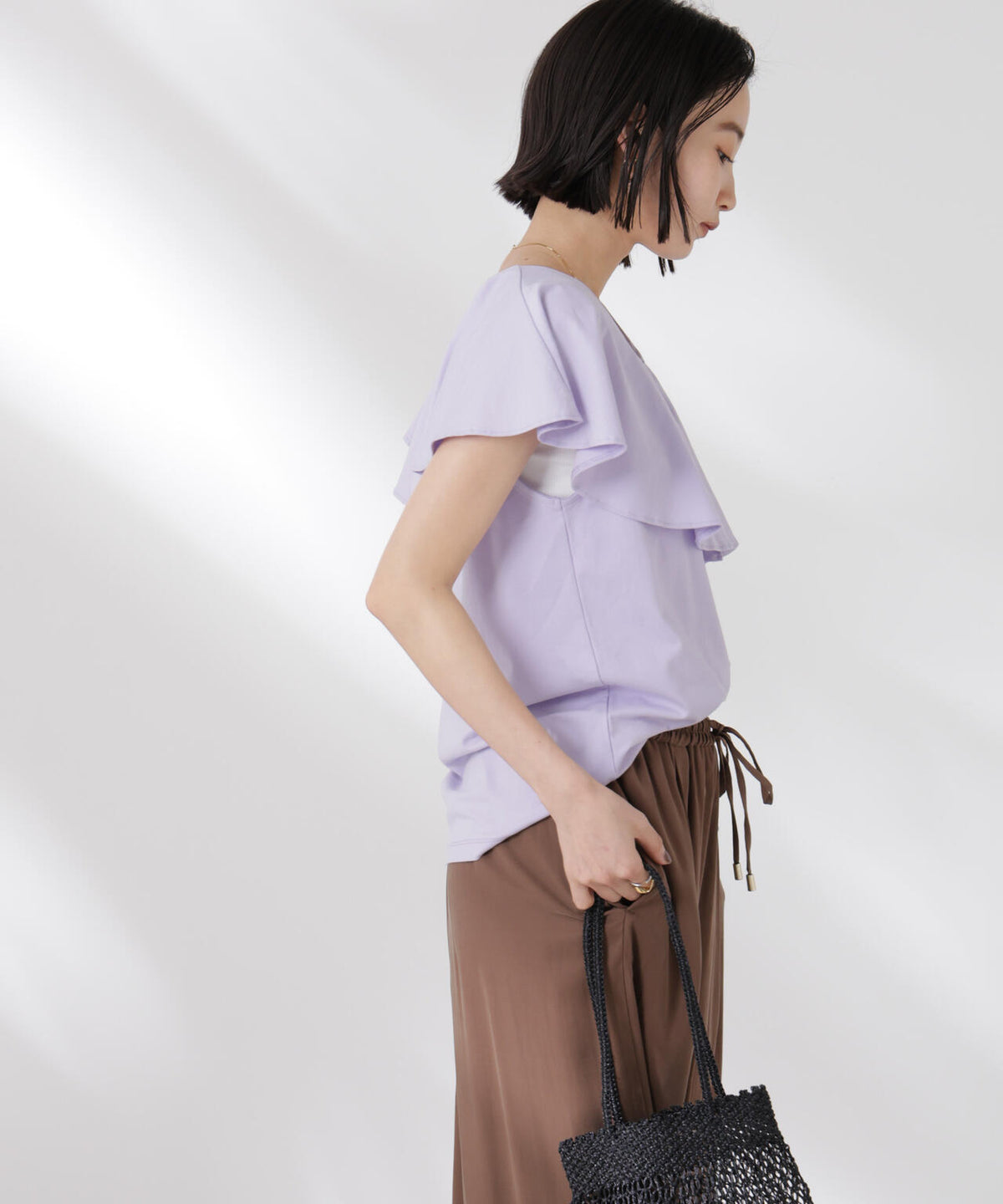 ラッフルカラーカットノースリーブトップス 6735124331