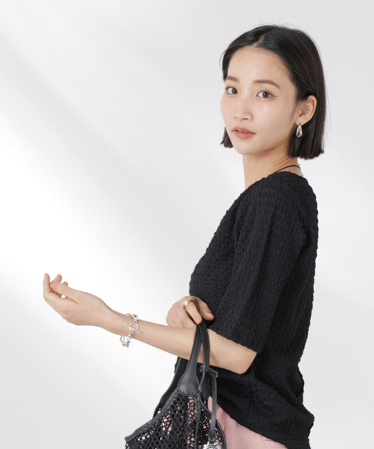 カットサッカークルーネックTシャツ 6735124333