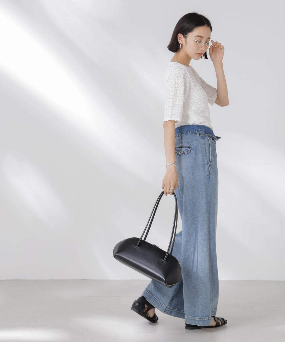 カットサッカークルーネックTシャツ 6735124333