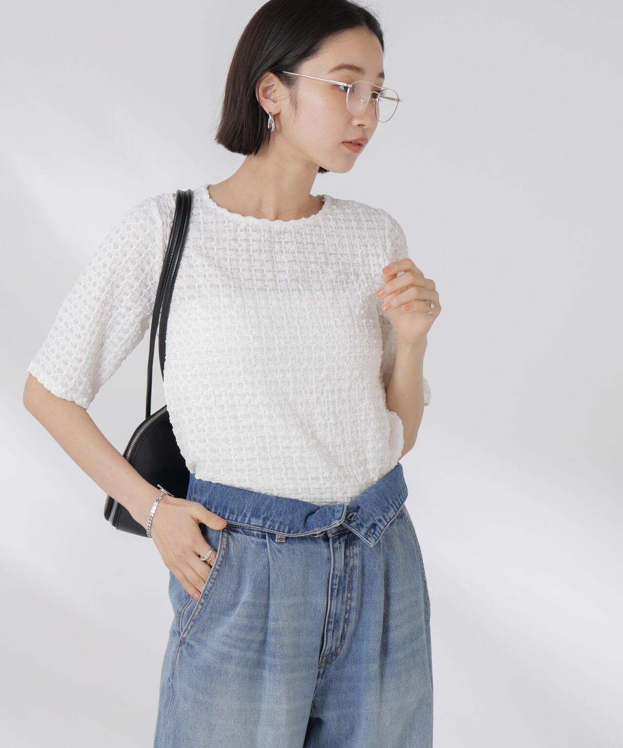 カットサッカークルーネックTシャツ 6735124333