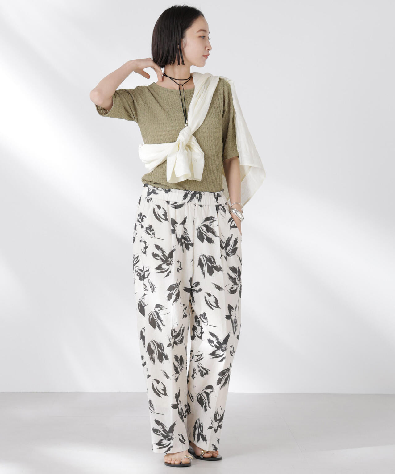 カットサッカークルーネックTシャツ 6735124333