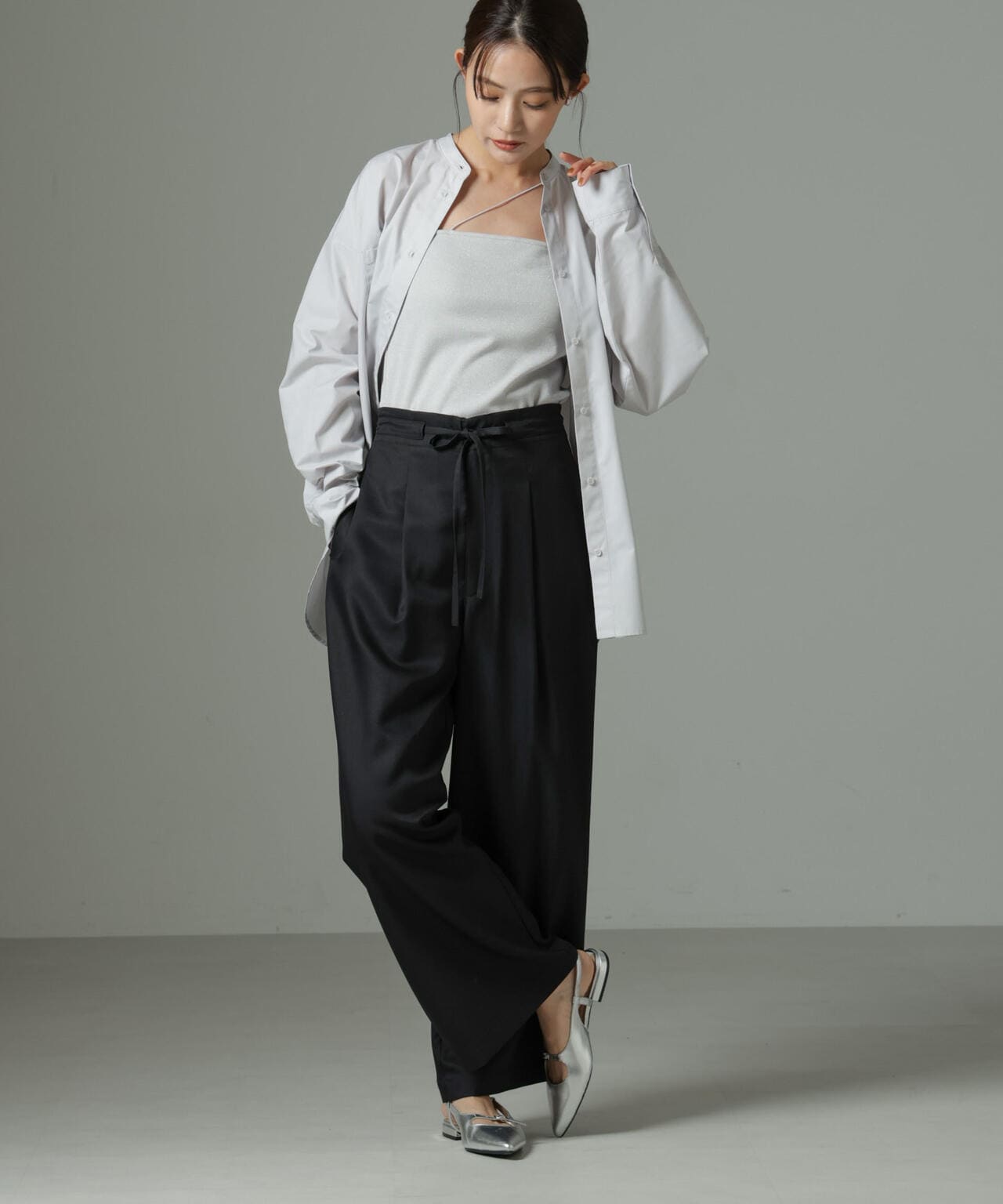 ウエストリボンベルトパンツ(セットアップ可) 6735127301