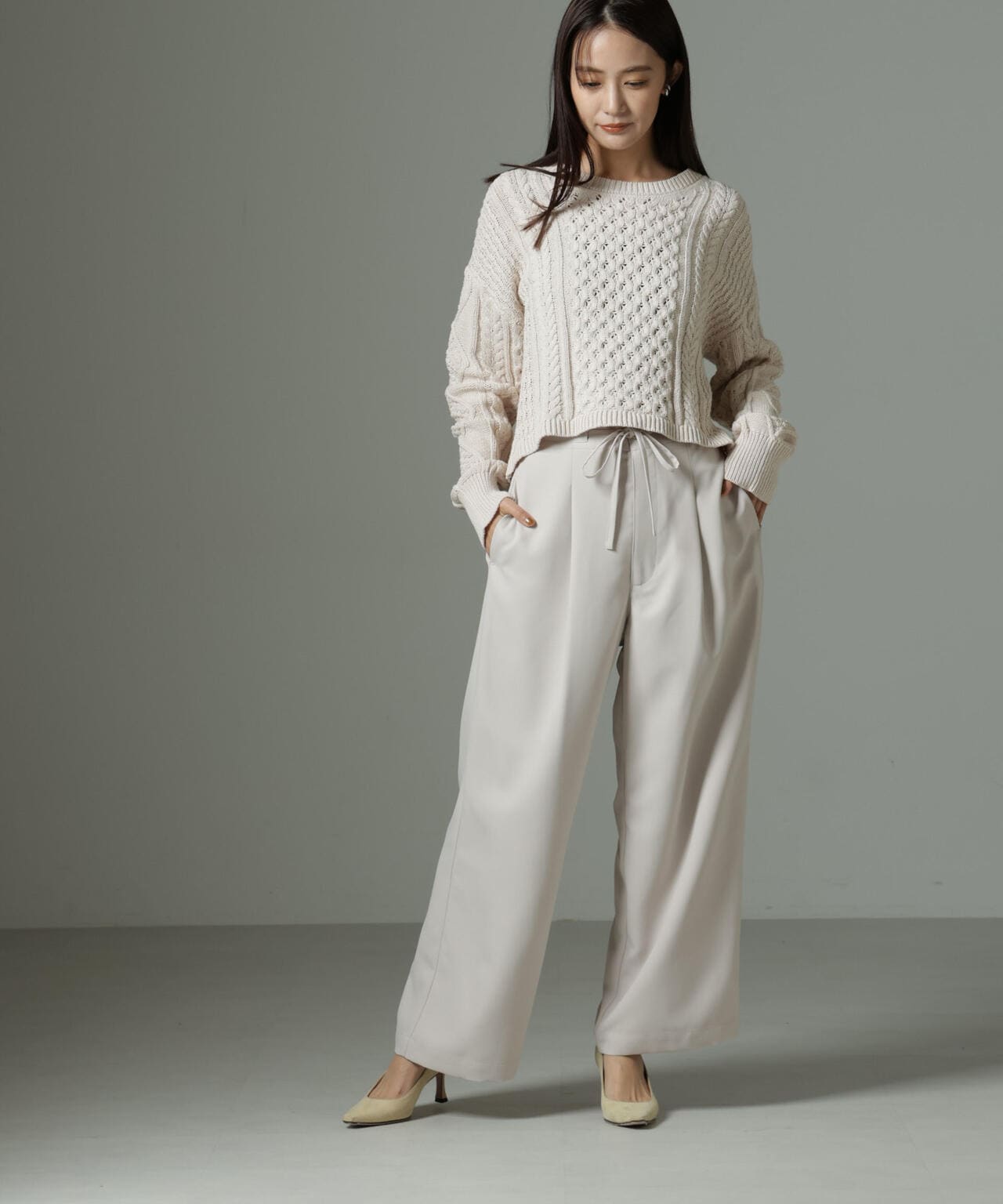 ウエストリボンベルトパンツ(セットアップ可) 6735127301