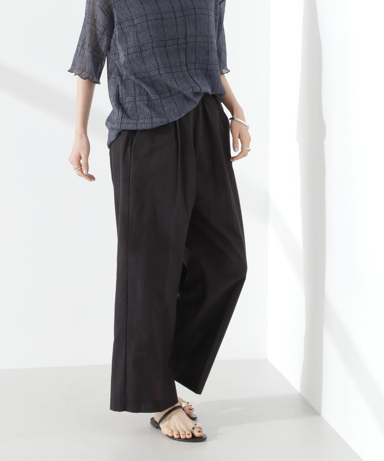 綿麻COOLMAXイージタックパンツ(セットアップ可) 6735127303