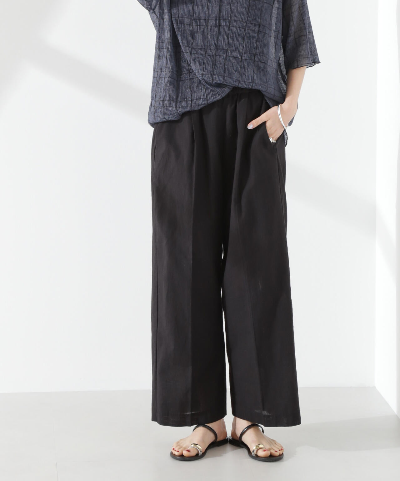 綿麻COOLMAXイージタックパンツ(セットアップ可) 6735127303