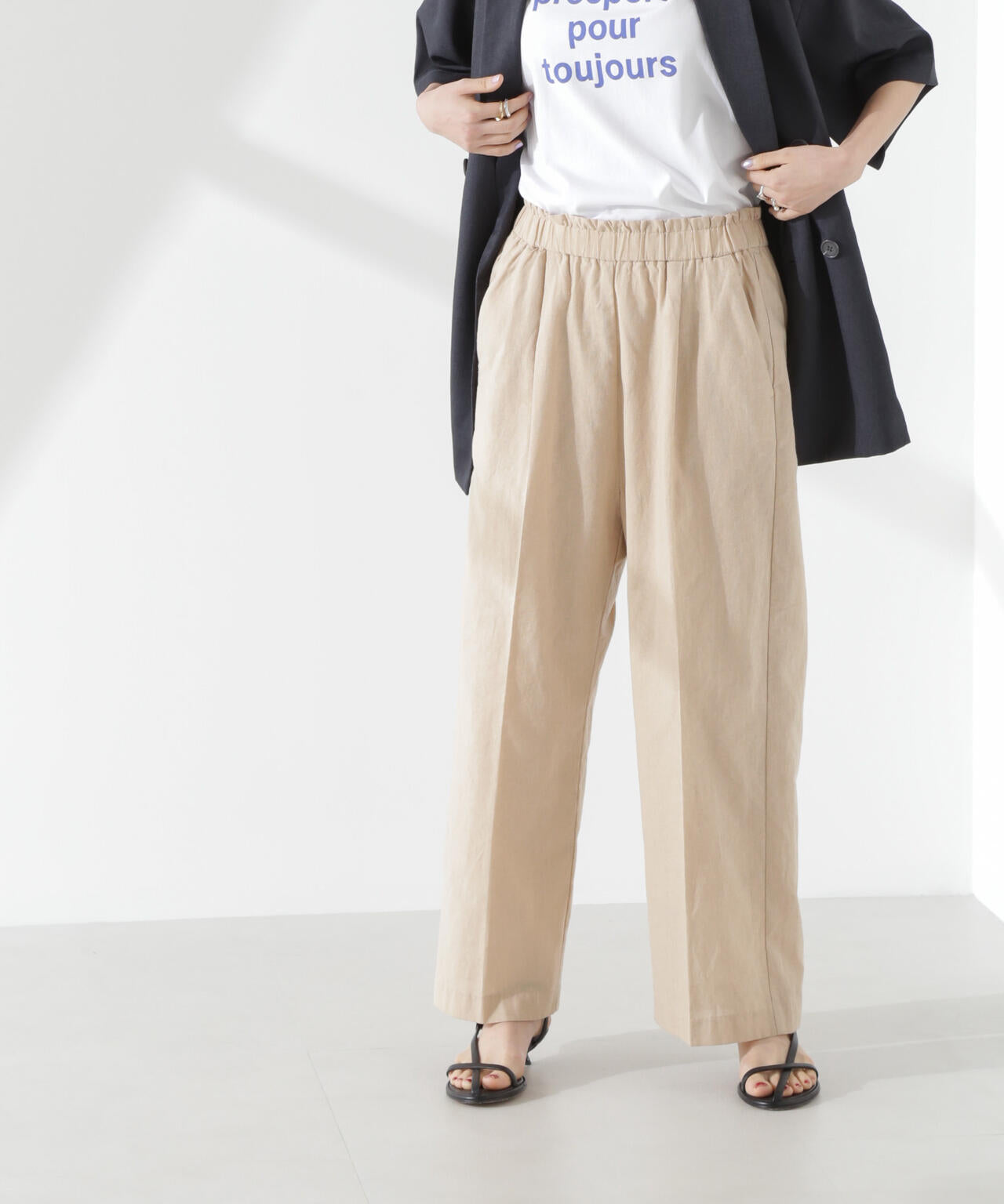 綿麻COOLMAXイージタックパンツ(セットアップ可) 6735127303