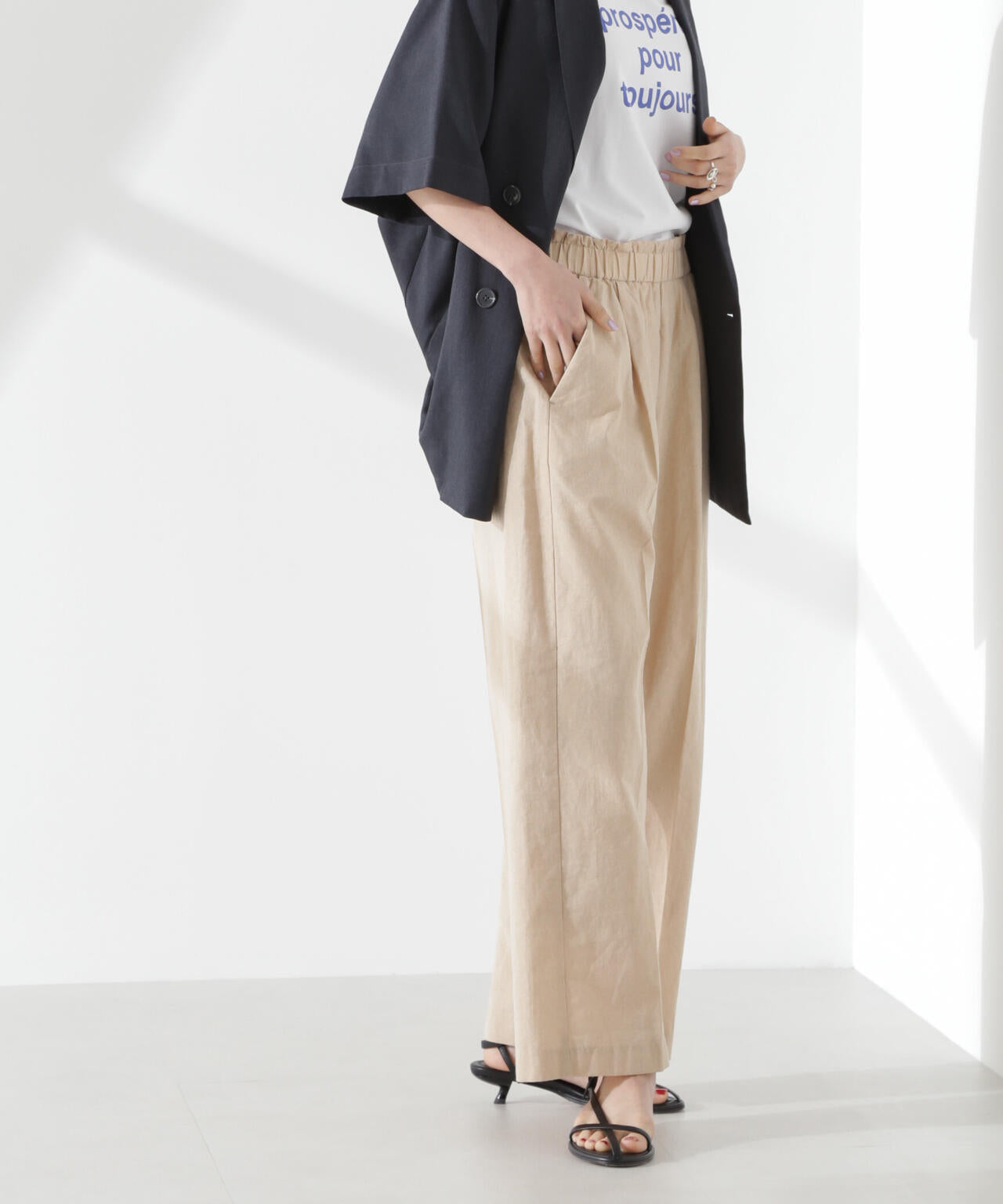 綿麻COOLMAXイージタックパンツ(セットアップ可) 6735127303