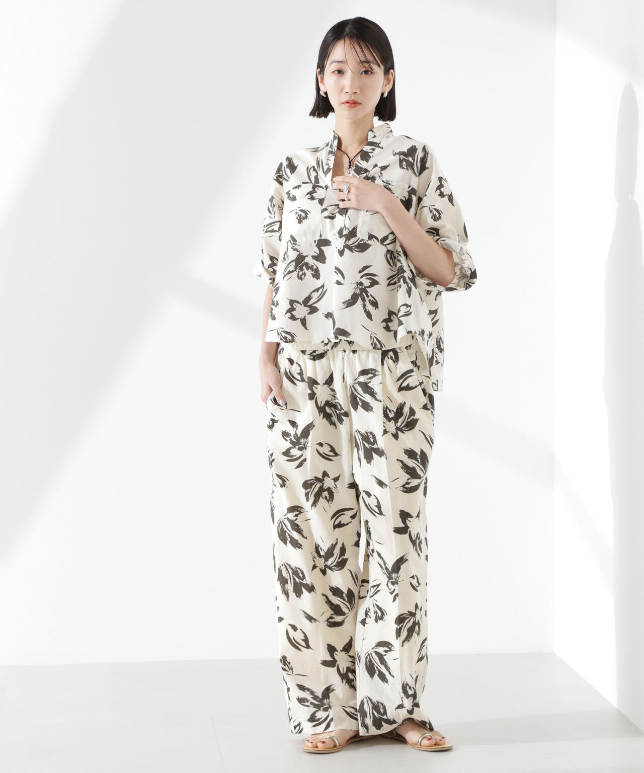 綿麻COOLMAXイージタックパンツ(セットアップ可) 6735127303