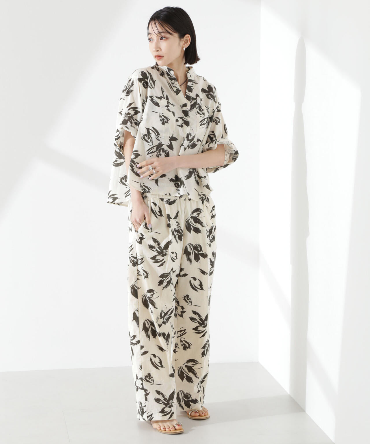 綿麻COOLMAXイージタックパンツ(セットアップ可) 6735127303