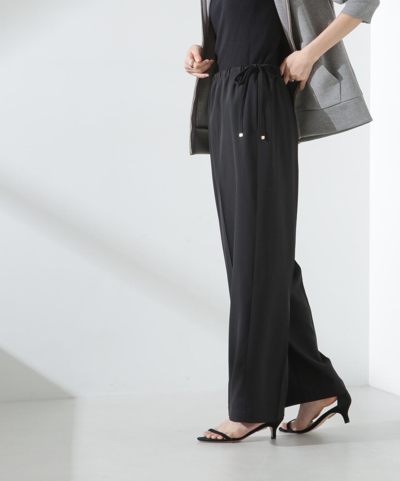 サイドリボンイージーワイドパンツ 6735127307