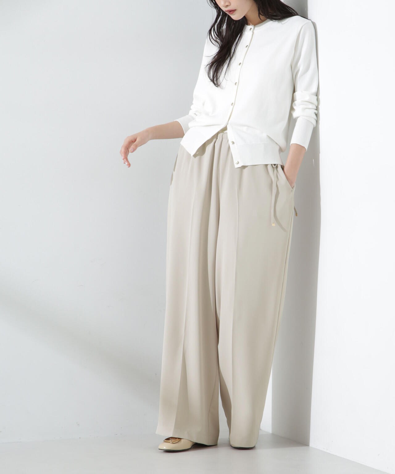 サイドリボンイージーワイドパンツ 6735127307